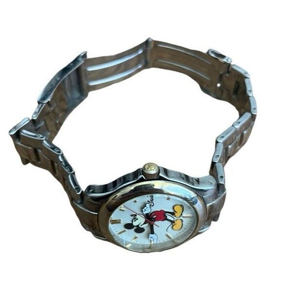 Disney Mickey Mouse Round Watch MU0929 Silver Gold Stainless Steel Needs Battery - Picture 3 of 7